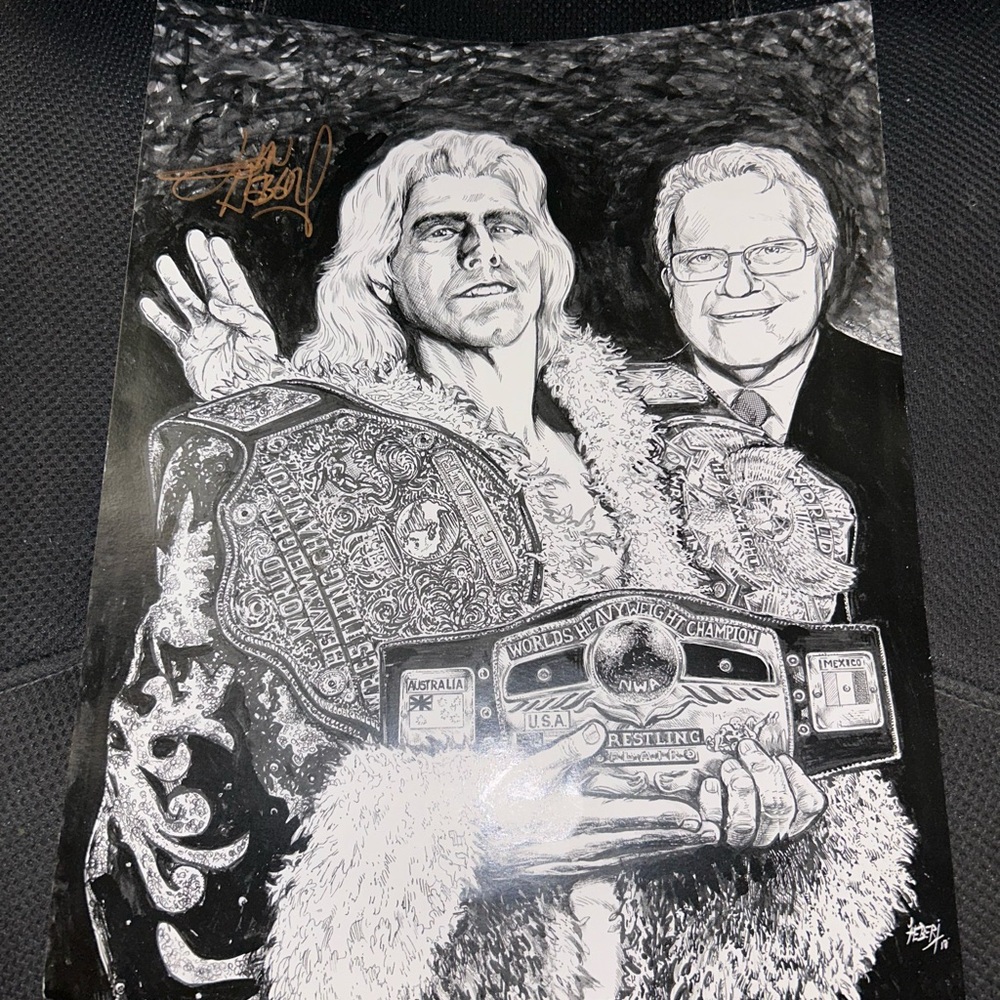 💚2 FOR 25 LISTING SALE💚 Ric Flair art print with belts + JJ Dillon